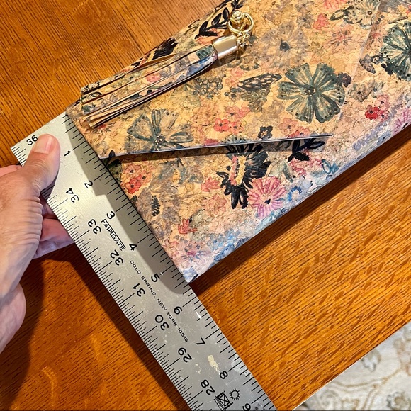 Cork Floral Blue Print  Clutch or Convertible Crossbody by Alesia - Picture 5 of 8
